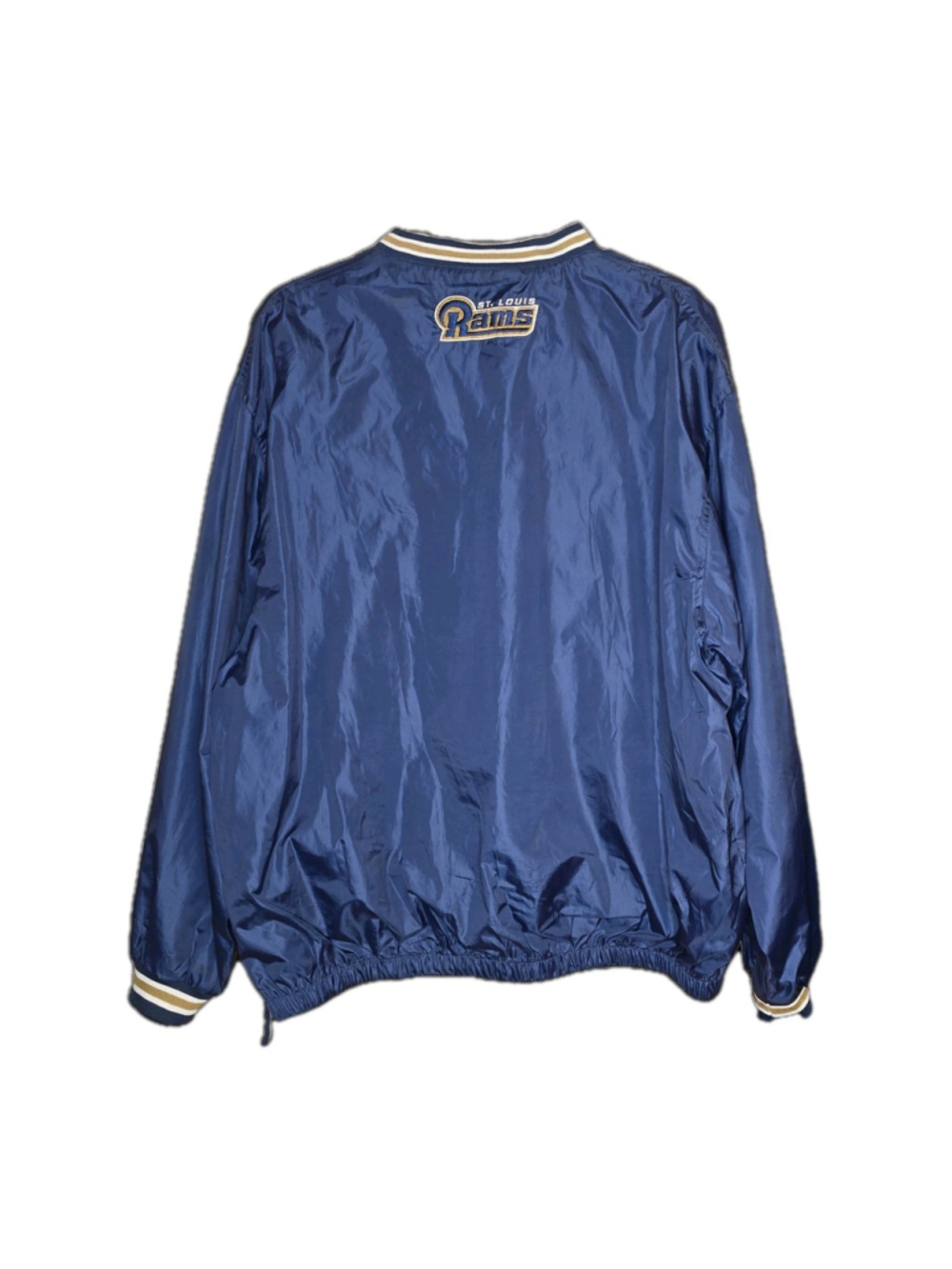 St Louis Rams NFL Pullover Windbreaker Jacket Mens Lg Y2K Navy Gold Embroidered - Picture 2 of 9